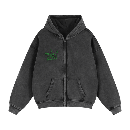 Washed Zip-Up Hoodie Jacket