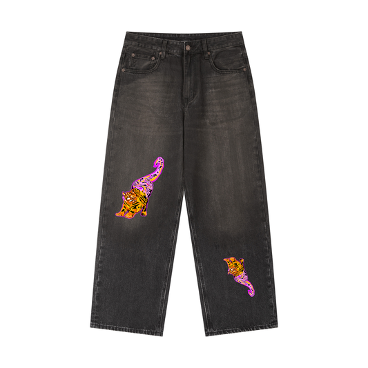 Tiger Graphic Straight Leg Jeans